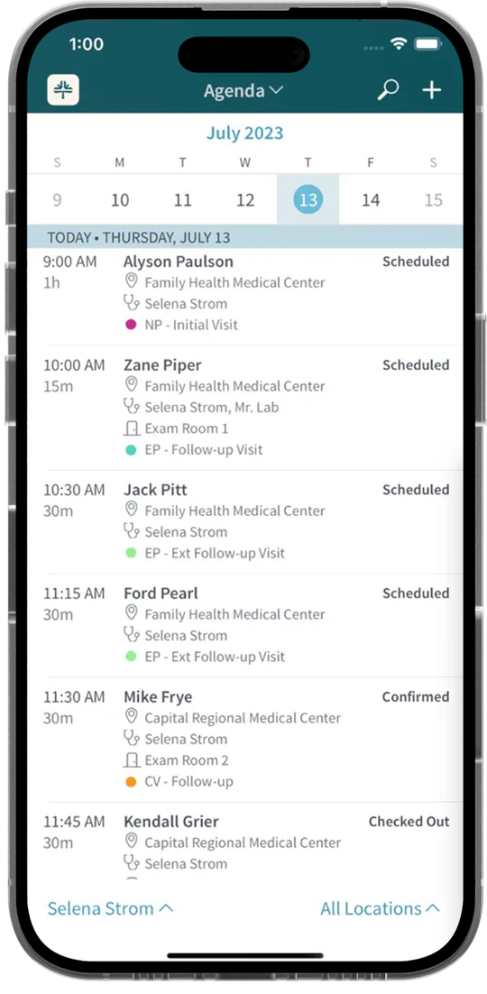 House of RCM scheduling and billing software on a phone
